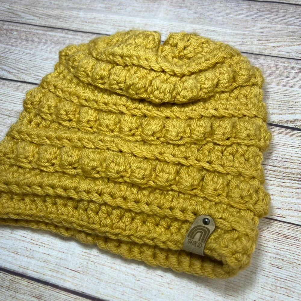 Handmade Mustard Yellow Chunky‎ Knit Beanie